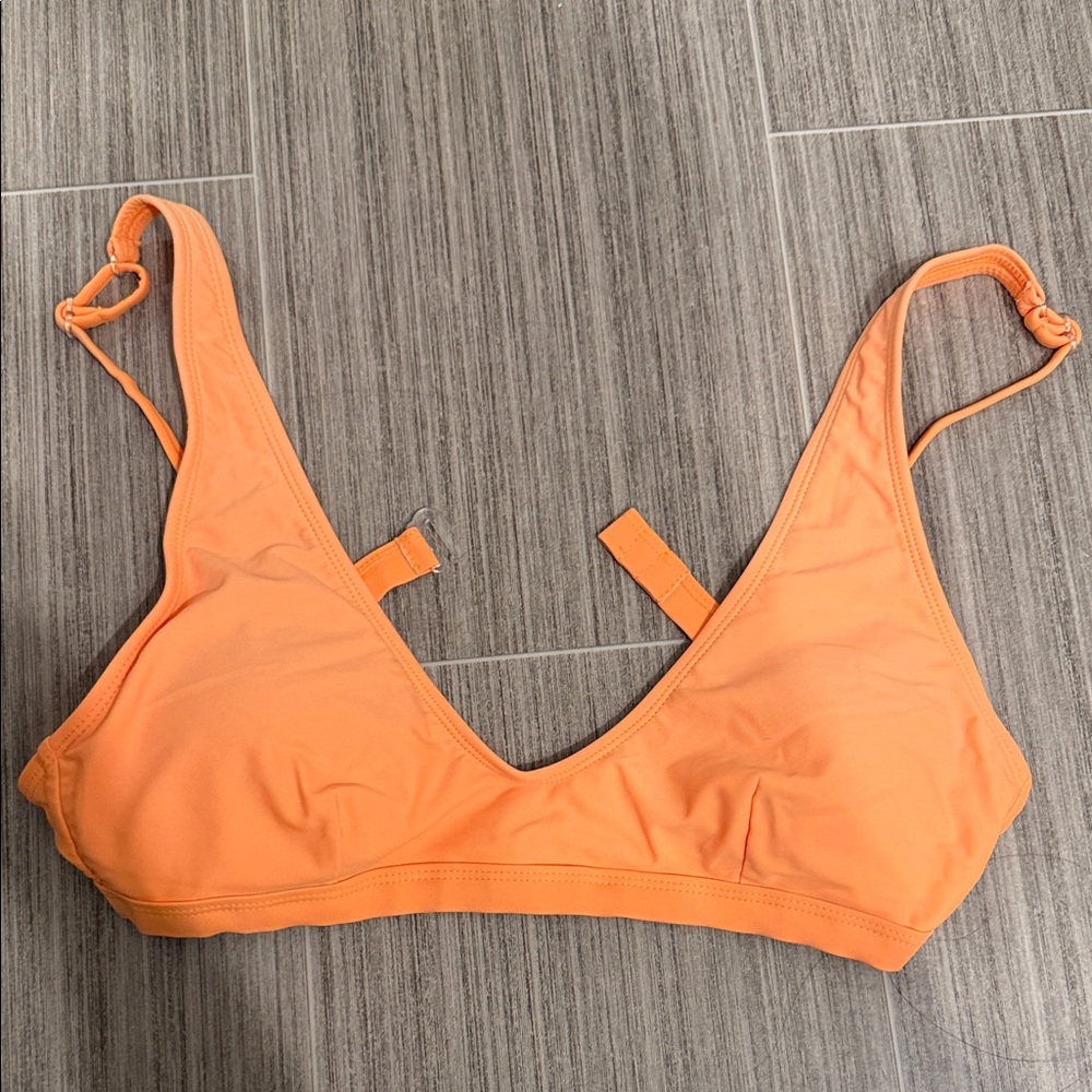 Orange Bikini Top Scoop Neck adjustable straps